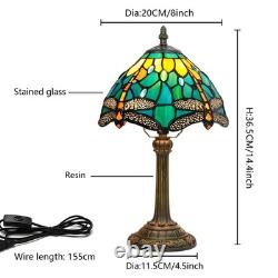 Tiffany Lamp Style Stained Glass Table Lamp Teal Dragonfly Green Bedroom Beds