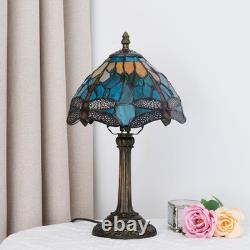 Tiffany Lamp Style Stained Glass Table Lamp Teal Dragonfly Green Bedroom Beds