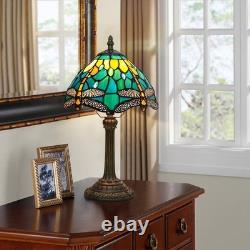 Tiffany Lamp Style Stained Glass Table Lamp Teal Dragonfly Green Bedroom Beds