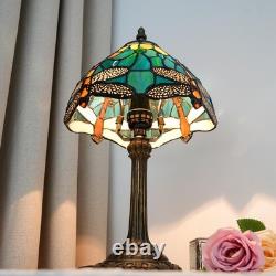 Tiffany Lamp Style Stained Glass Table Lamp Teal Dragonfly Green Bedroom Beds