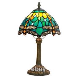 Tiffany Lamp Style Stained Glass Table Lamp Teal Dragonfly Green Bedroom Beds