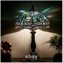 Tiffany Lamp Table Lamp Sea Blue Stained Glass Dragonfly Style Luxurious Boho