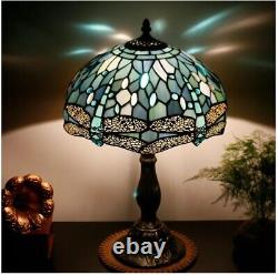 Tiffany Lamp Table Lamp Sea Blue Stained Glass Dragonfly Style Luxurious Boho