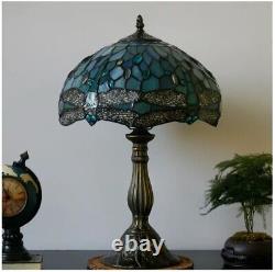 Tiffany Lamp Table Lamp Sea Blue Stained Glass Dragonfly Style Luxurious Boho