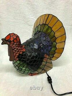 Tiffany Lamp Turkey Stained Glass Vtg Thanksgiving Cracker Barrel Collectible