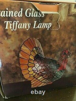 Tiffany Lamp Turkey Stained Glass Vtg Thanksgiving Cracker Barrel Collectible