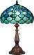 Tiffany Lamp W12h19 Inch Blue Stained Glass Table Lamp Bedside Nightstand Desk