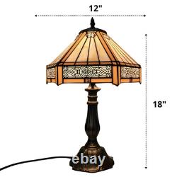 Tiffany Lamp Yellow Hexagon Stained Glass Mission Style Table Lamp