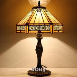Tiffany Lamp Yellow Hexagon Stained Glass Mission Style Table Lamp Desk Bedsi