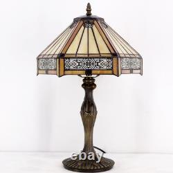 Tiffany Lamp Yellow Hexagon Stained Glass Mission Style Table Lamp Desk Bedsi