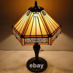Tiffany Lamp Yellow Hexagon Stained Glass Mission Style Table Lamp Desk Bedsi