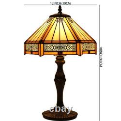 Tiffany Lamp Yellow Hexagon Stained Glass Mission Style Table Lamp Desk Bedsi