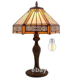 Tiffany Lamp Yellow Hexagon Stained Glass Mission Style Table Lamp Desk Bedsi