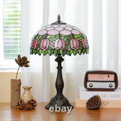 Tiffany Lamps Pink Tulip Style Stained Glass Table Lamp Desk Bedside Reading Lig