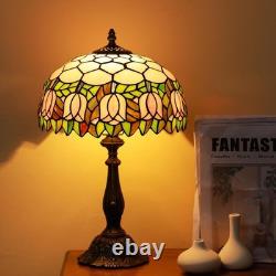 Tiffany Lamps Pink Tulip Style Stained Glass Table Lamp Desk Bedside Reading Lig