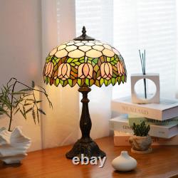 Tiffany Lamps Pink Tulip Style Stained Glass Table Lamp Desk Bedside Reading Lig