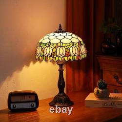 Tiffany Lamps Pink Tulip Style Stained Glass Table Lamp Desk Bedside Reading Lig