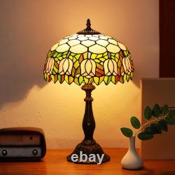 Tiffany Lamps Pink Tulip Style Stained Glass Table Lamp Desk Bedside Reading Lig
