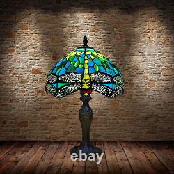 Tiffany Lamps Stained Glass Green Dragonfly Style Crystal Bead Handcrafted Shade