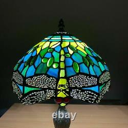 Tiffany Lamps Stained Glass Green Dragonfly Style Crystal Bead Handcrafted Shade