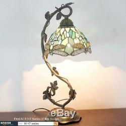 Tiffany Lamps Stained Glass Table Desk Reading Lamp Crystal Bead Sea Blue