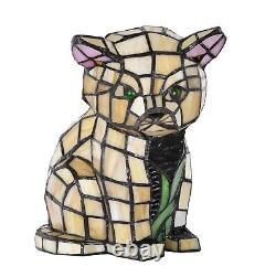 Tiffany Lovely Cat Table Lamp Handmade Stained Glass Animal Night Light, Accen
