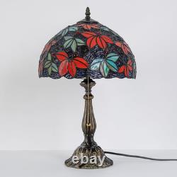 Tiffany Maple Leaf Stained Glass Table Lamp 12 Vintage Bedside Reading Light