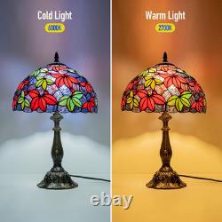 Tiffany Maple Leaf Stained Glass Table Lamp 12 Vintage Bedside Reading Light