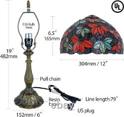 Tiffany Maple Leaf Stained Glass Table Lamp 12 Vintage Bedside Reading Light