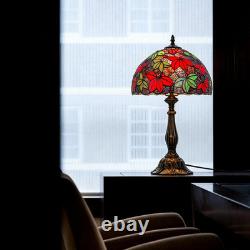 Tiffany Maple Leaf Stained Glass Table Lamp 12 Vintage Bedside Reading Light