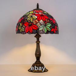 Tiffany Maple Leaf Stained Glass Table Lamp 12 Vintage Bedside Reading Light