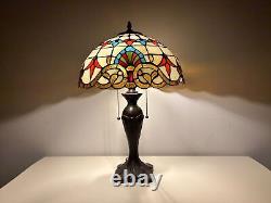 Tiffany Mediterranean Baroque Style Dome Shape Stained Glass Table Lamp 24 Tall