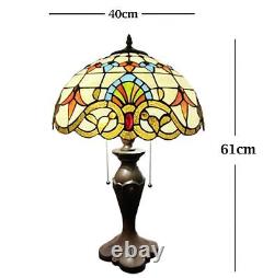 Tiffany Mediterranean Baroque Style Dome Shape Stained Glass Table Lamp 24 Tall