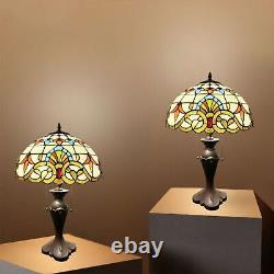 Tiffany Mediterranean Baroque Style Dome Shape Stained Glass Table Lamp 24 Tall