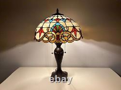Tiffany Mediterranean Baroque Style Dome Shape Stained Glass Table Lamp 24 Tall