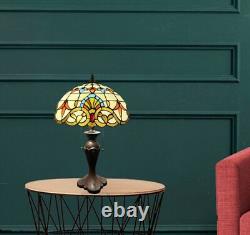 Tiffany Mediterranean Baroque Style Dome Shape Stained Glass Table Lamp 24 Tall
