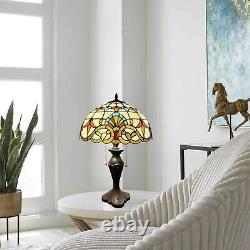 Tiffany Mediterranean Baroque Style Dome Shape Stained Glass Table Lamp 24 Tall