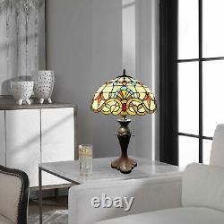 Tiffany Mediterranean Baroque Style Dome Shape Stained Glass Table Lamp 24 Tall