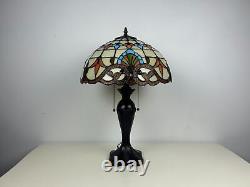 Tiffany Mediterranean Baroque Style Dome Shape Stained Glass Table Lamp 24 Tall