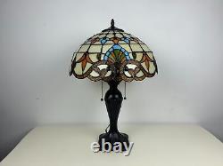 Tiffany Mediterranean Baroque Style Dome Shape Stained Glass Table Lamp 24 Tall