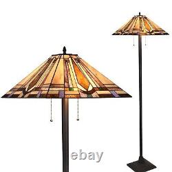 Tiffany Mission Floor Lamp 65 Tall Vintage Stained Glass Standing Light Fixture