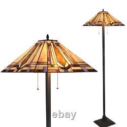 Tiffany Mission Floor Lamp 65 Tall Vintage Stained Glass Standing Light Fixture