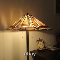 Tiffany Mission Floor Lamp Stained Glass Vintage Standing Lighting W16H 65
