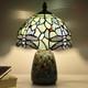 Tiffany Mushroom Table Lamp Dragonfly Style Sea Blue Stained Glass Accent Lam