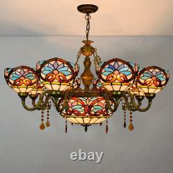 Tiffany Pendant Light Stained Glass 7 Shades Ceiling Chandelier Hanging Lamp