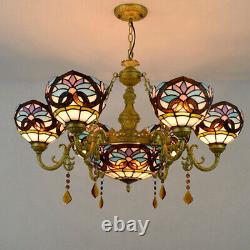 Tiffany Pendant Light Stained Glass 7 Shades Ceiling Chandelier Hanging Lamp