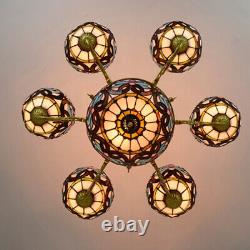 Tiffany Pendant Light Stained Glass 7 Shades Ceiling Chandelier Hanging Lamp