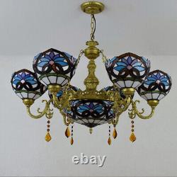 Tiffany Pendant Light Stained Glass 7 Shades Ceiling Chandelier Hanging Lamp