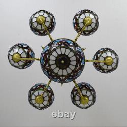 Tiffany Pendant Light Stained Glass 7 Shades Ceiling Chandelier Hanging Lamp