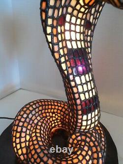Tiffany Quality, Rare, 3 Dimensional Stained Glass King Cobra Snake Lamp